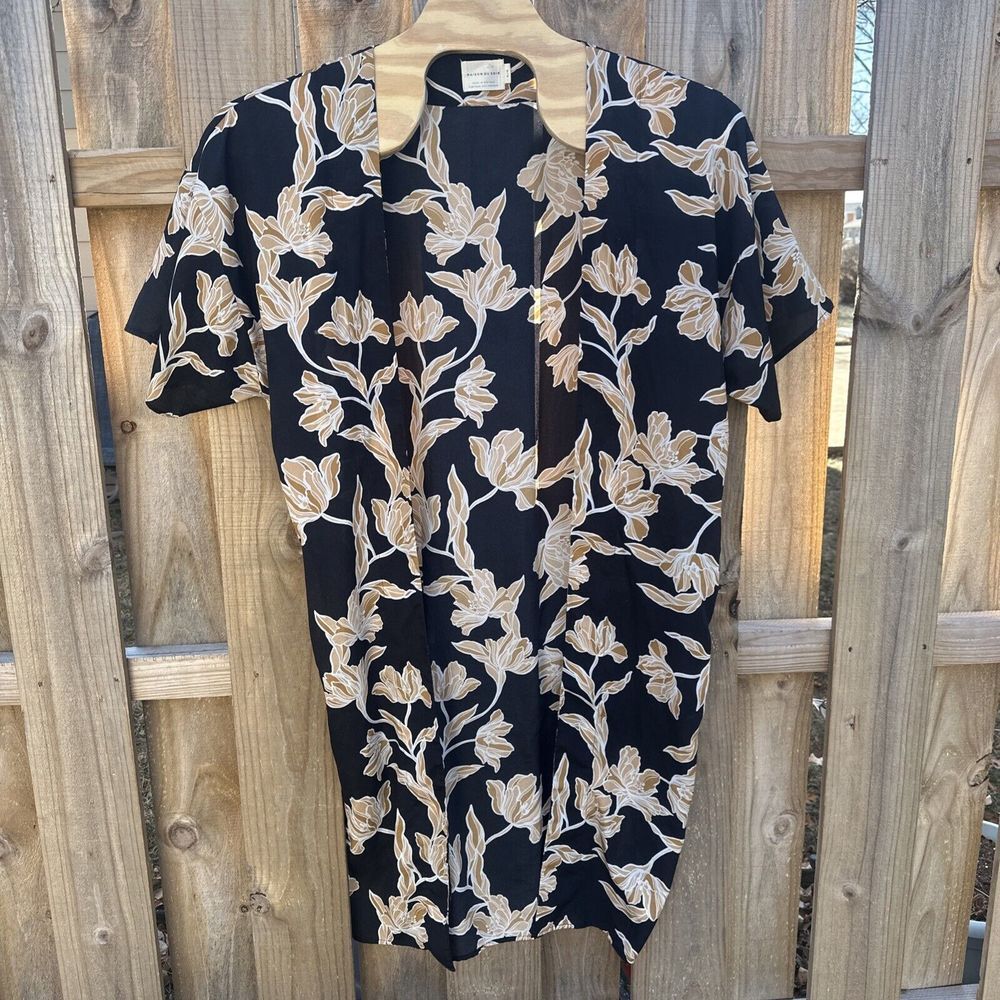 Maison du Soir Kimono Robe Size S/M Black‎ Gold Floral Romantic Feminine *READ*